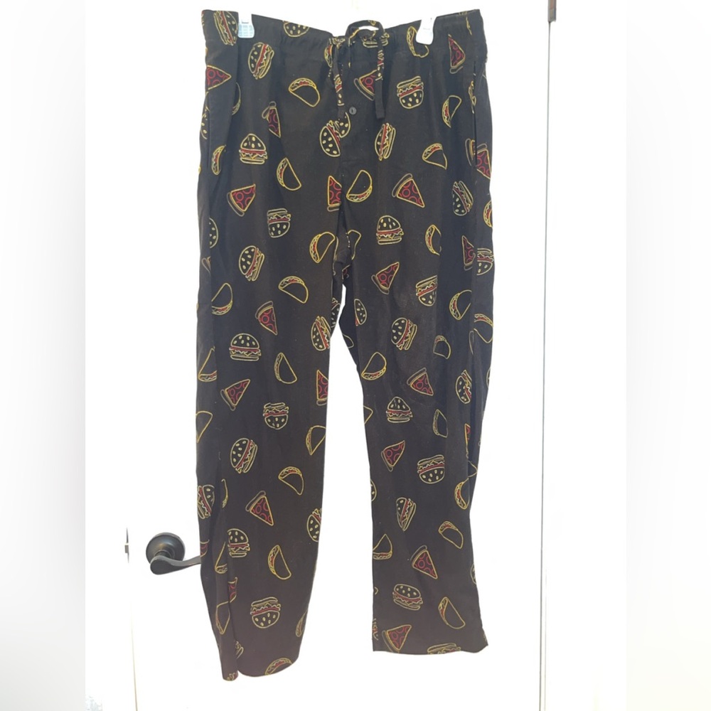 Black PJ Pants with Food Print